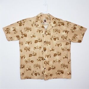 Max Boxxer Army Man Jeep Casual Button Down Short Sleeve Shirt Size Medium